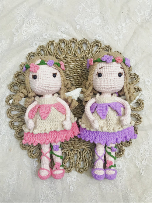 Handmade crochet fairy doll, knitted toy for children