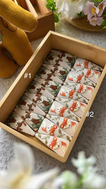 Handcrafted Embroidered Hair Clip Linen Floral Design • Bulk Available