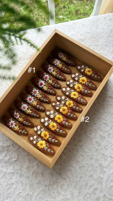 Hand Embroidered Hair Clip Floral Linen Barrette • Wholesale Available