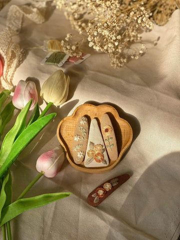 Embroidered Floral Hair Clip Boutique Accessory • Wholesale Ready