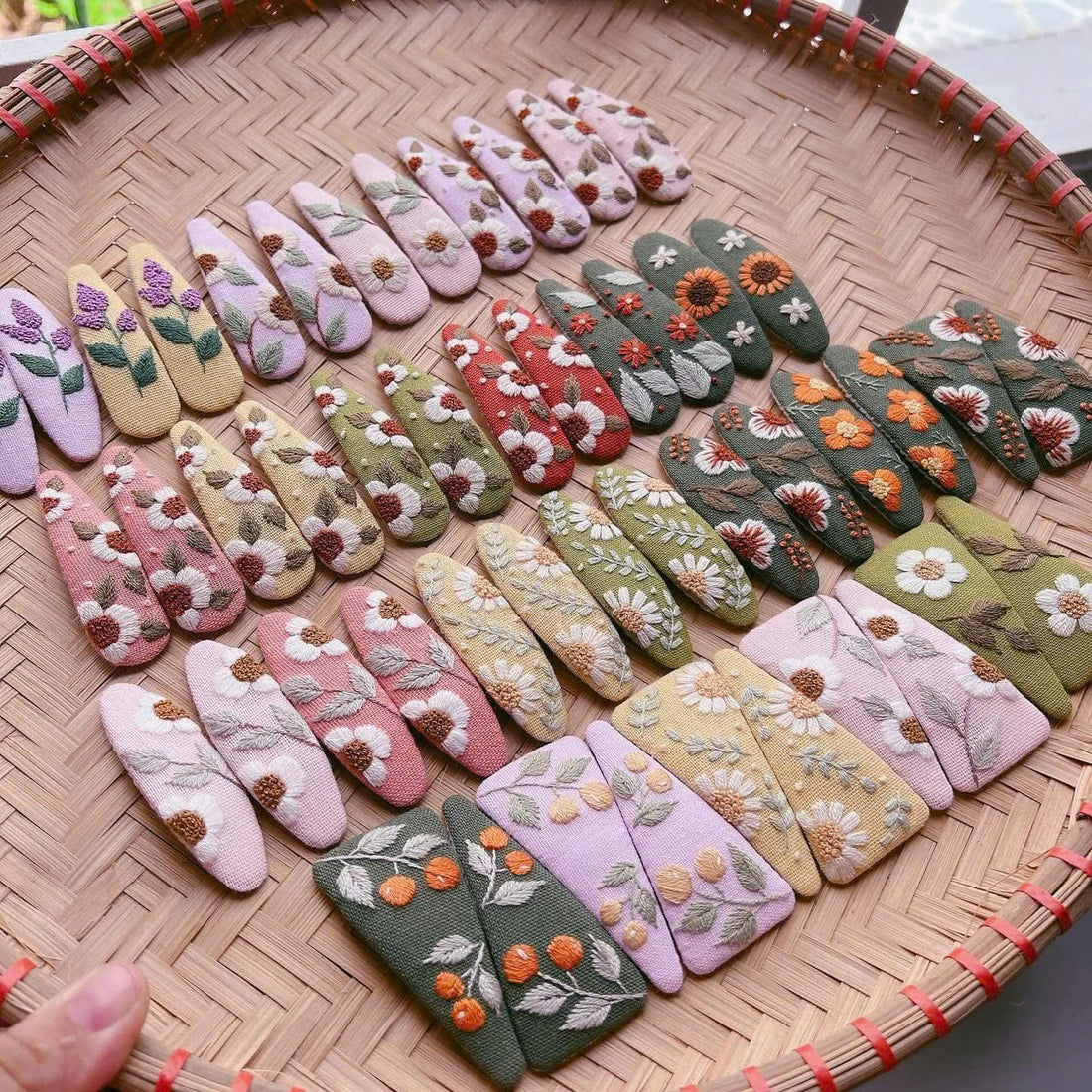 Handmade Embroidered Hair Clip Floral Design • Wholesale Available