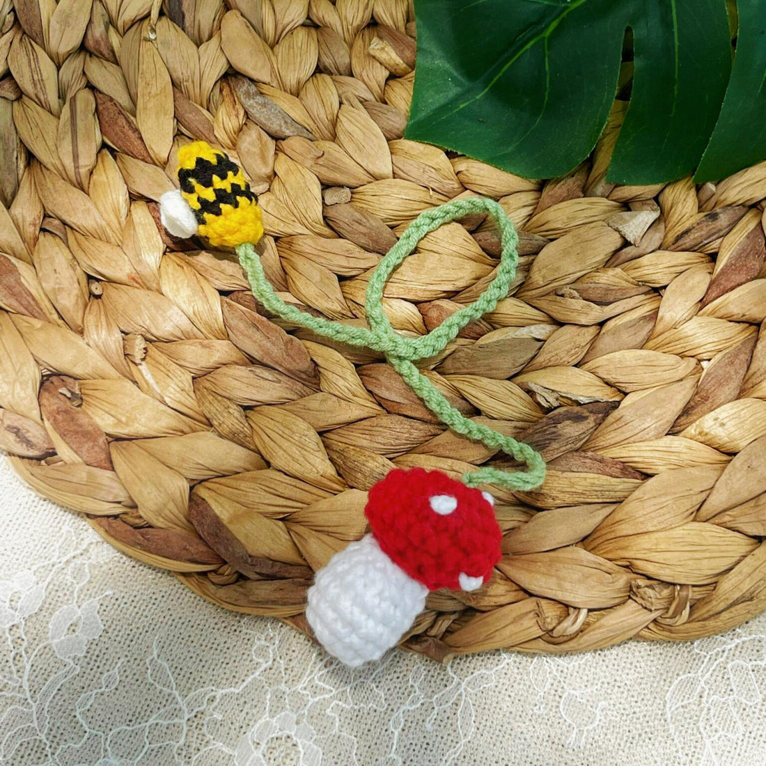 Hand Embroidered Bookmark Wildflower Linen Design with Tassel • Wholesale Available