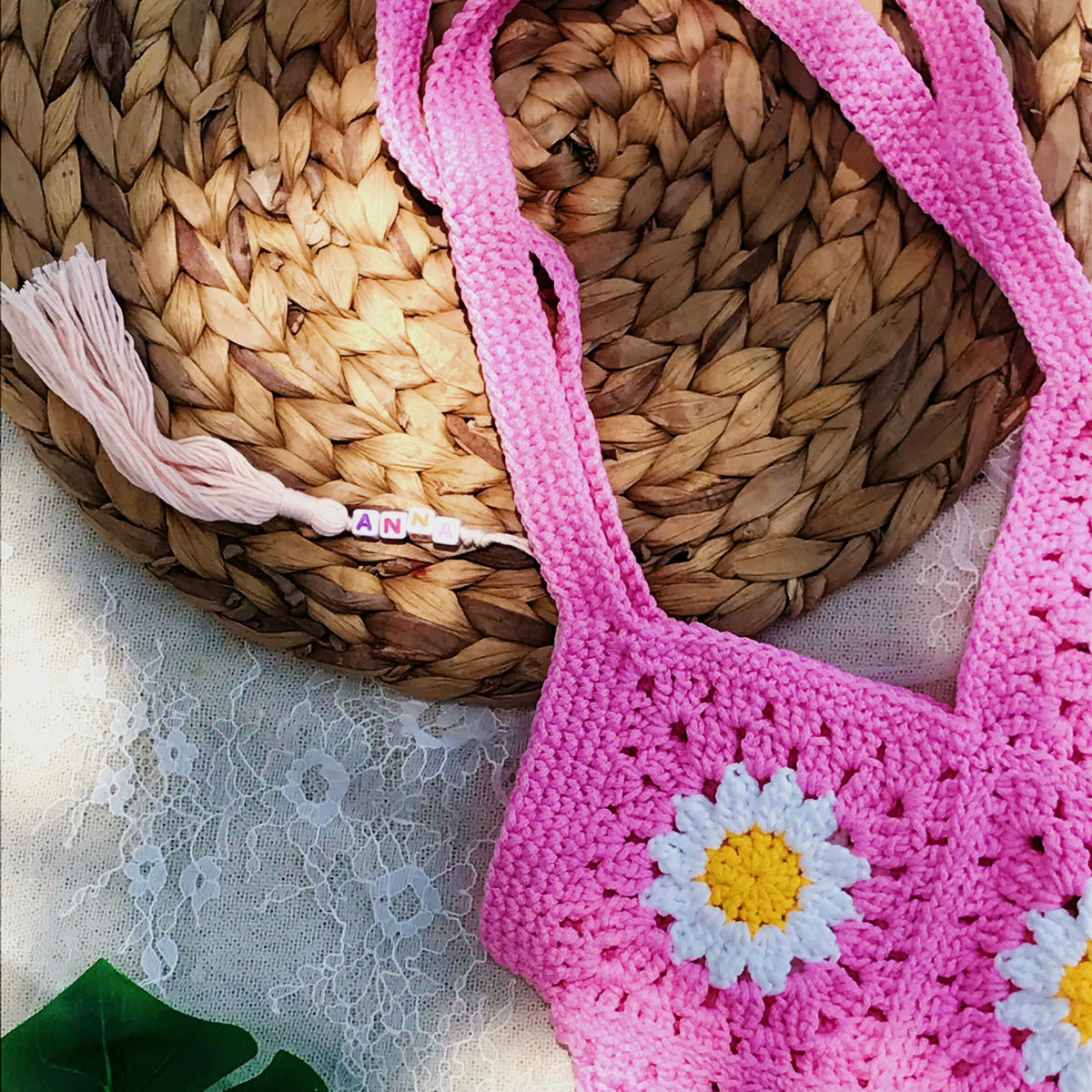 Crochet shopping bag in cotton yarn, another view