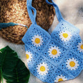 Handmade crochet flower tote, another view