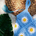 Colourful crochet market bag, another view