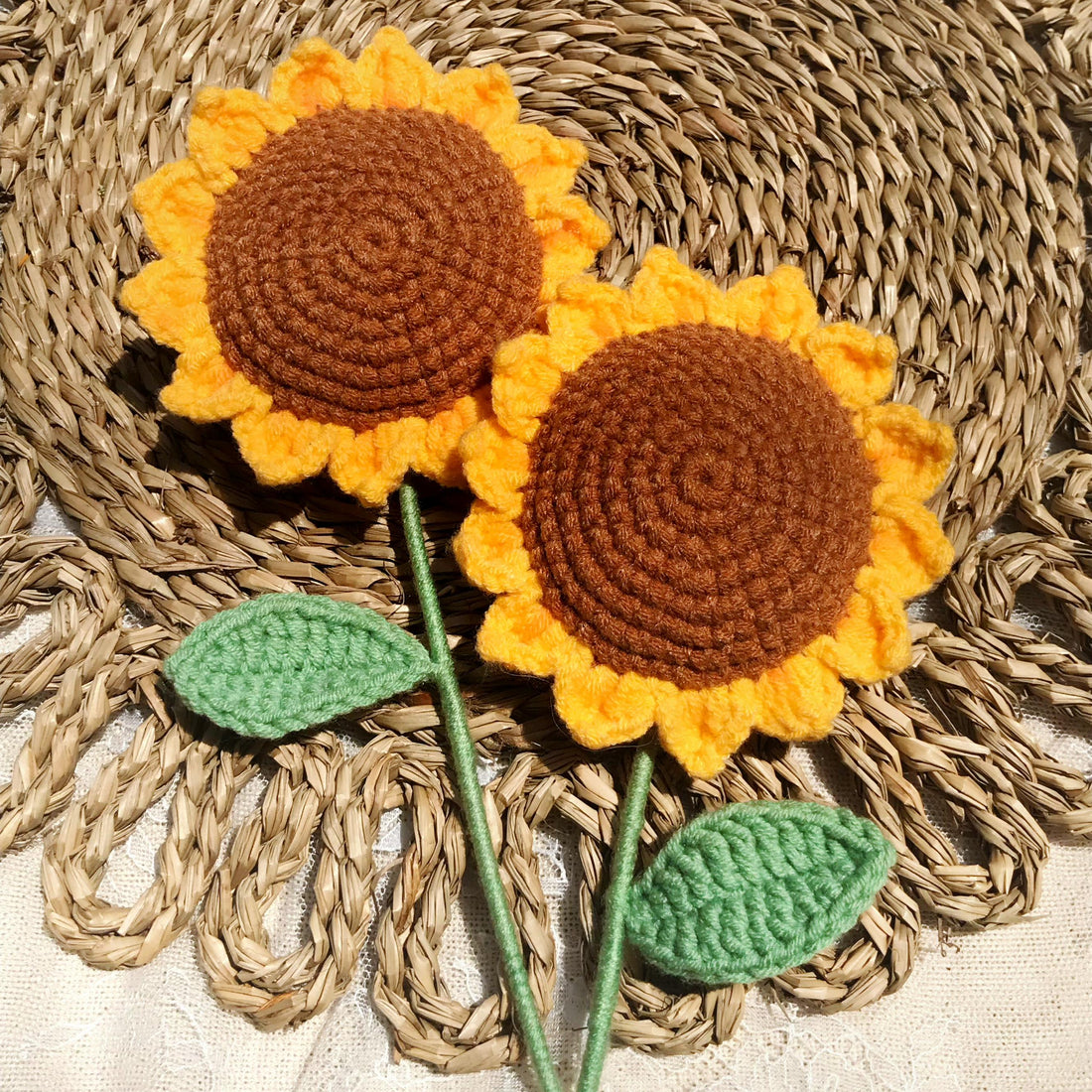 Handmade Crochet Sunflower Bouquet, Cheerful Floral Decor, Unique Crochet Gift, Sunny Home Decor, Artisan Crochet Flowers