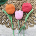 Crochet tulips in cotton yarn, another view