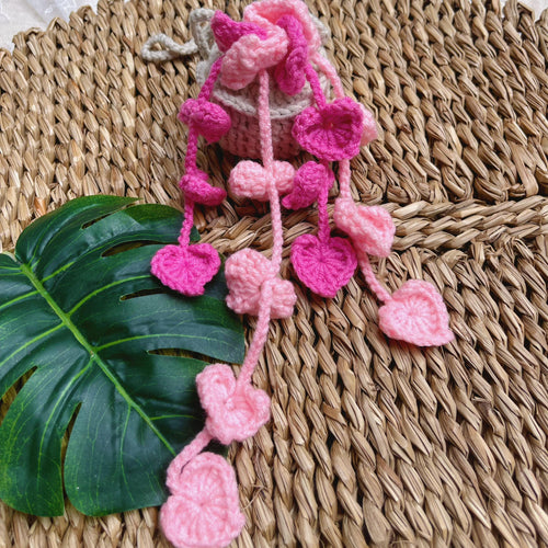 Handmade crochet flower basket, colourful everlasting arrangement