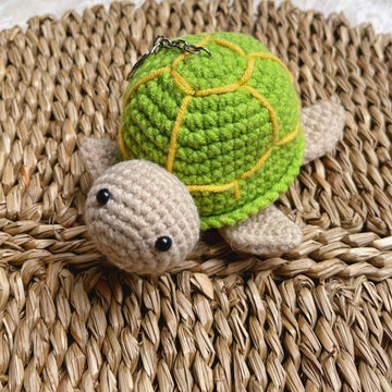 Handmade Crochet Turtle Keychain, Cute Crochet Animal Charm, Unique Crochet Gift, Kawaii Crochet Accessory, Artisan Crochet Keychain