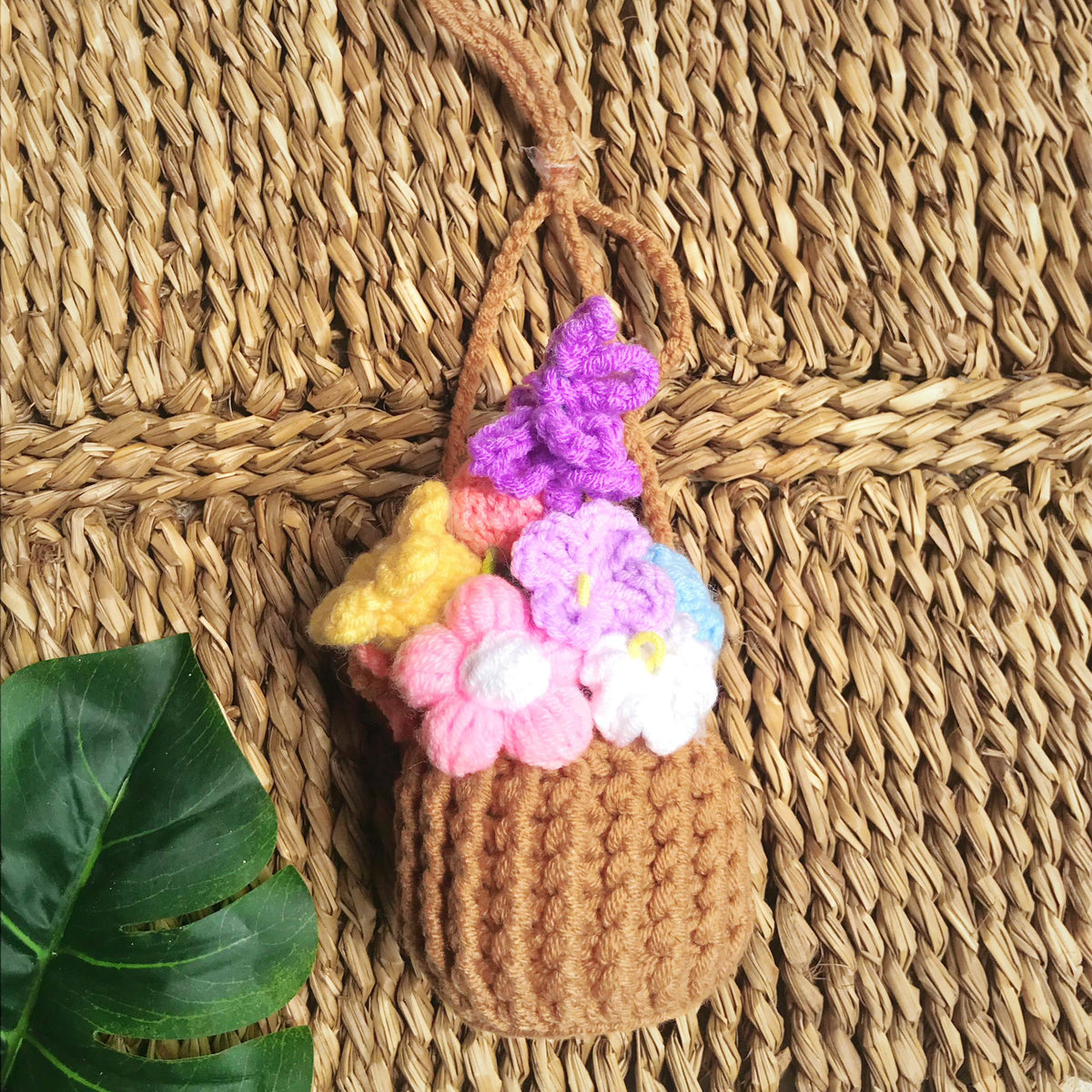 Handmade crochet flower arrangement, another view