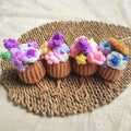 Handmade crochet flower basket in cotton yarn, home decor