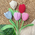 Handmade crochet tulip bouquet in cotton yarn, spring home decor