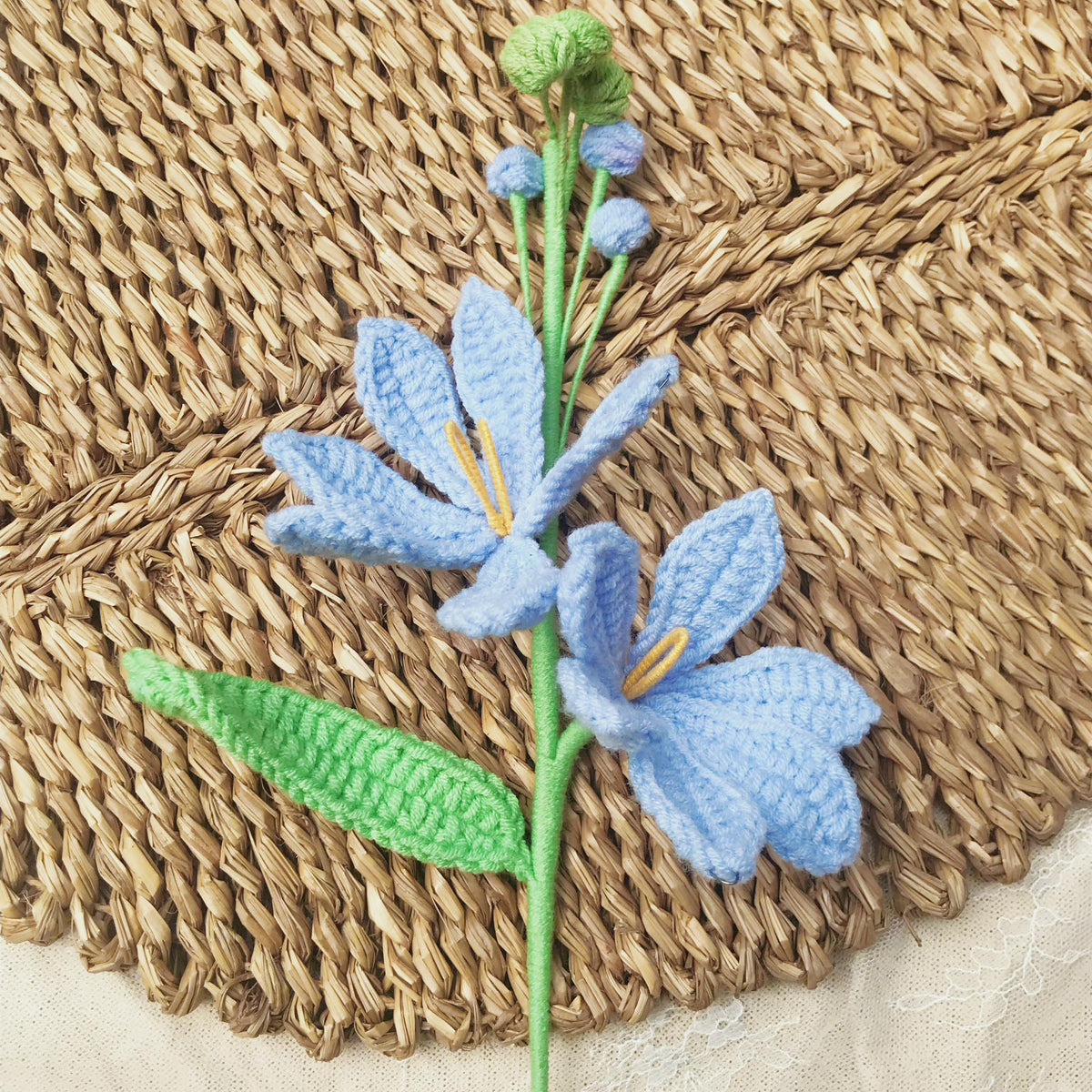 Handmade crochet wildflower bunch, close view