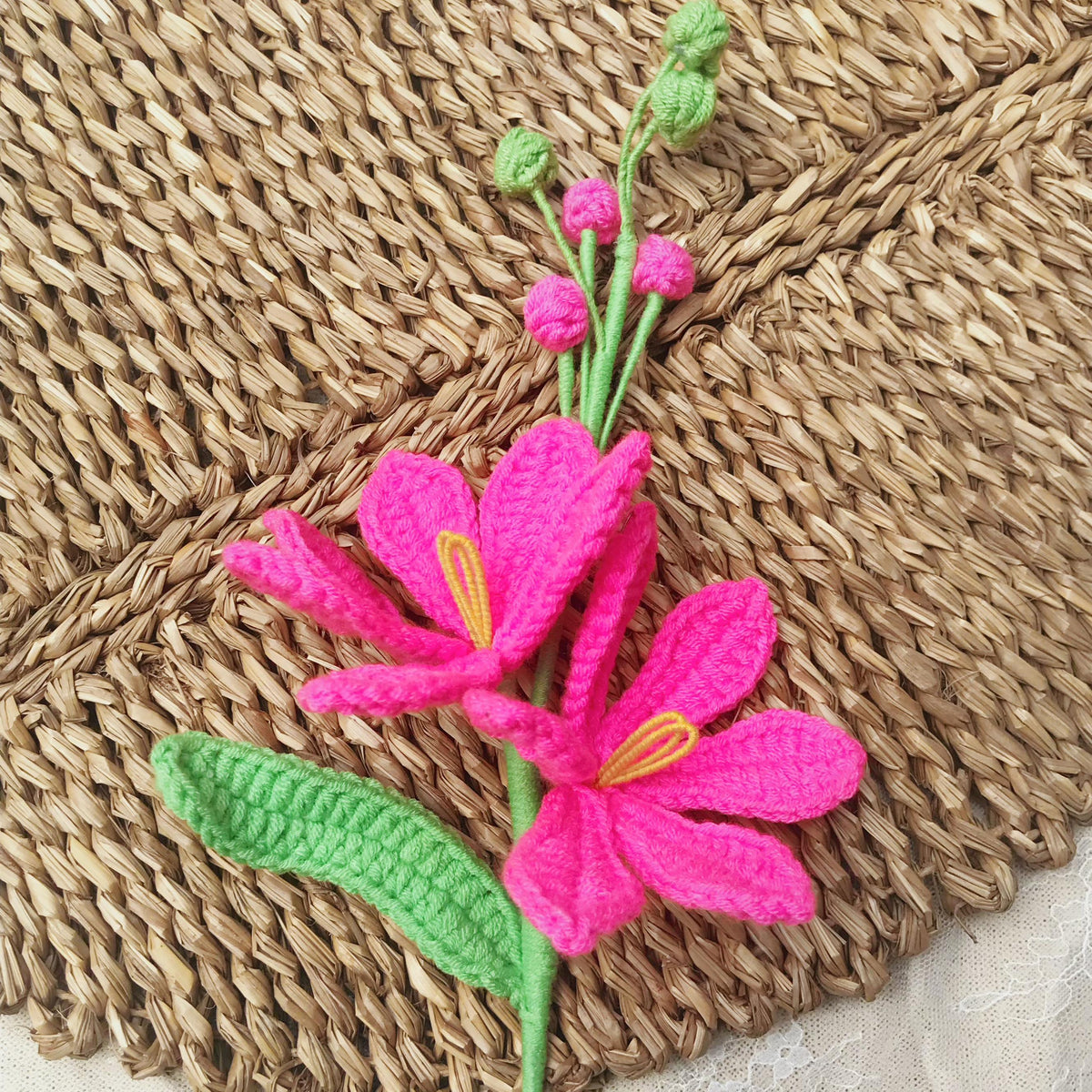 Handmade crochet flower bouquet, another view