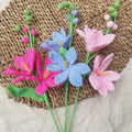 Crochet wildflowers in cotton yarn, another view