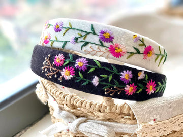 Rose Embroidered Headband, Strawberry Headband, Floral Headband, Daisy headband • Wholesale Available