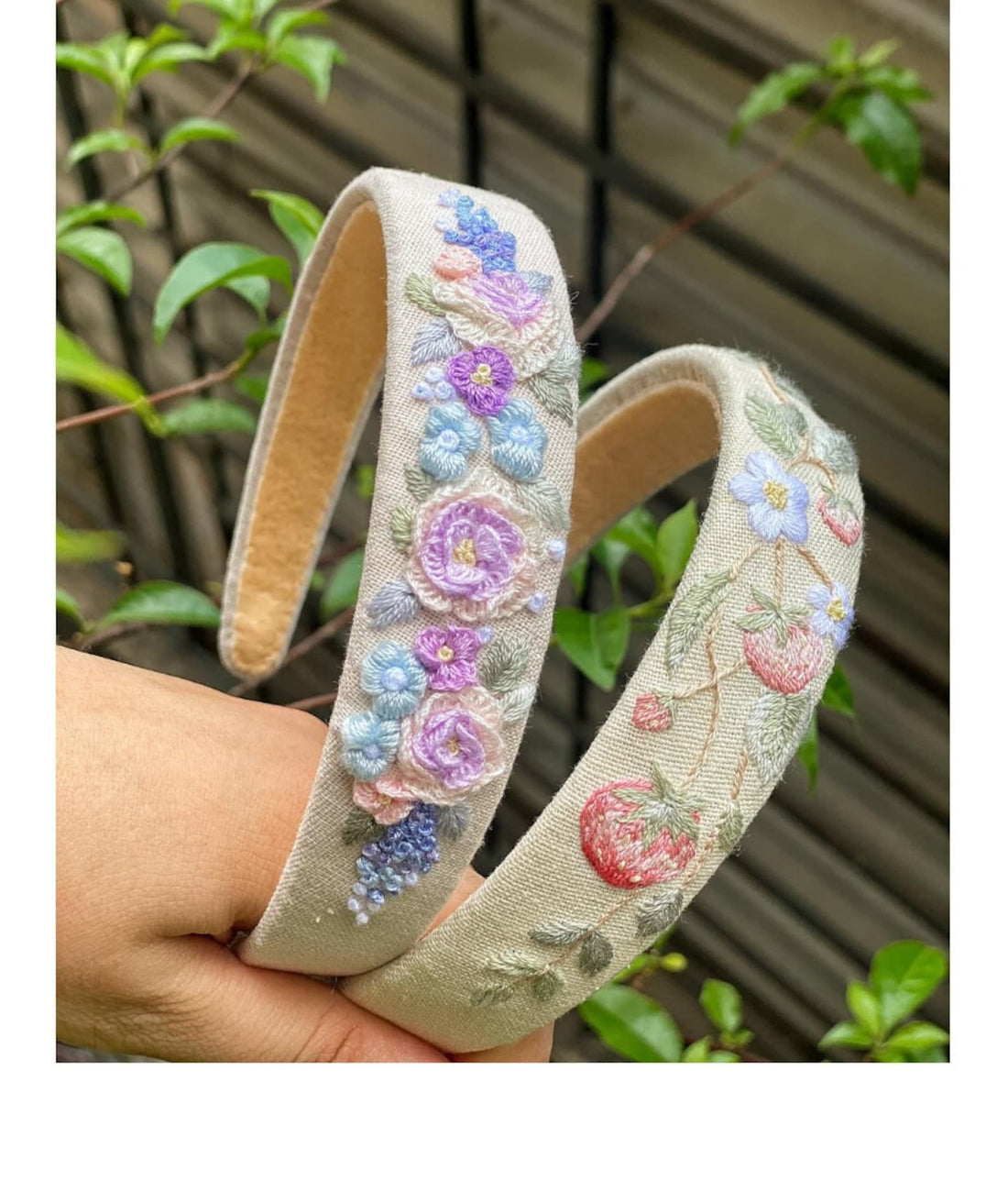 Rose Embroidered Headband, Strawberry Headband, Floral Headband, Daisy headband • Wholesale Available