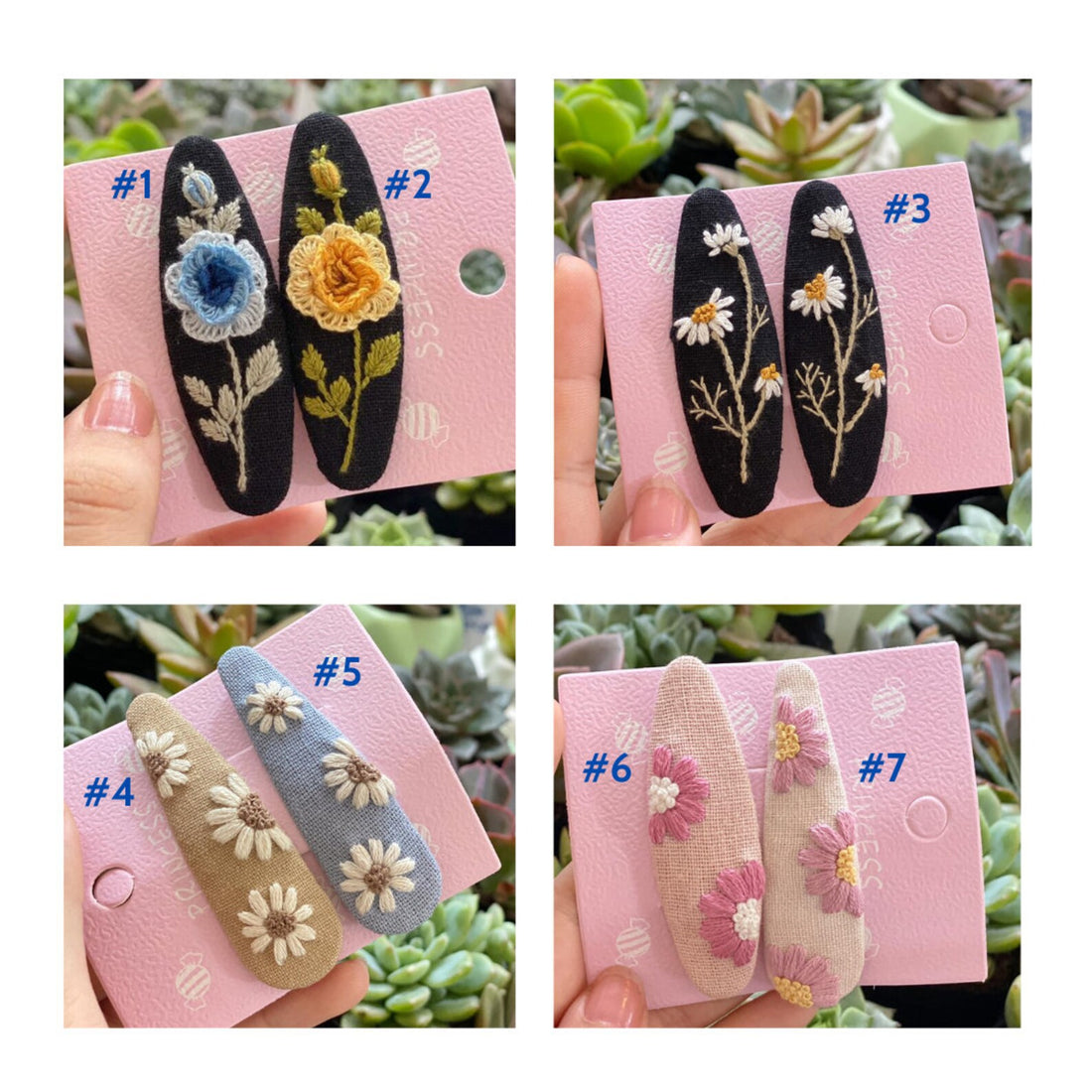 Handmade Rose Embroidered Hair Clip • Wholesale Available