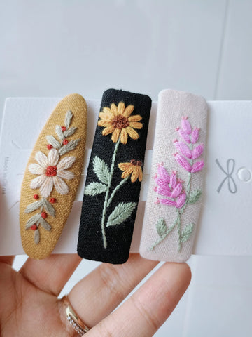 Daisy Embroidered Hair Clip, Hand Embroidery, Rose Pink Hair Pin, Cute Hair Clip • Wholesale Available