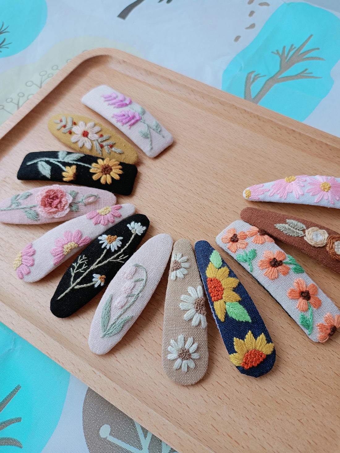 Daisy Embroidered Hair Clip, Hand Embroidery, Rose Pink Hair Pin, Cute Hair Clip • Wholesale Available