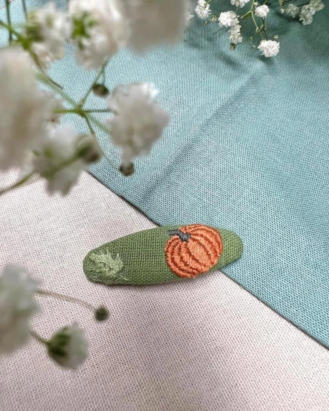 Handmade Autumn Embroidered Hair Clip • Wholesale Available