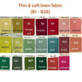 Colour chart of thin, soft linen swatches labelled B1 to B20