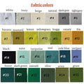 Linen colour chart, swatches 1 to 25 with their names and numbers