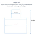Apron size diagram, 31.5 inches wide, 35.4 inches long, bib 15 inches across