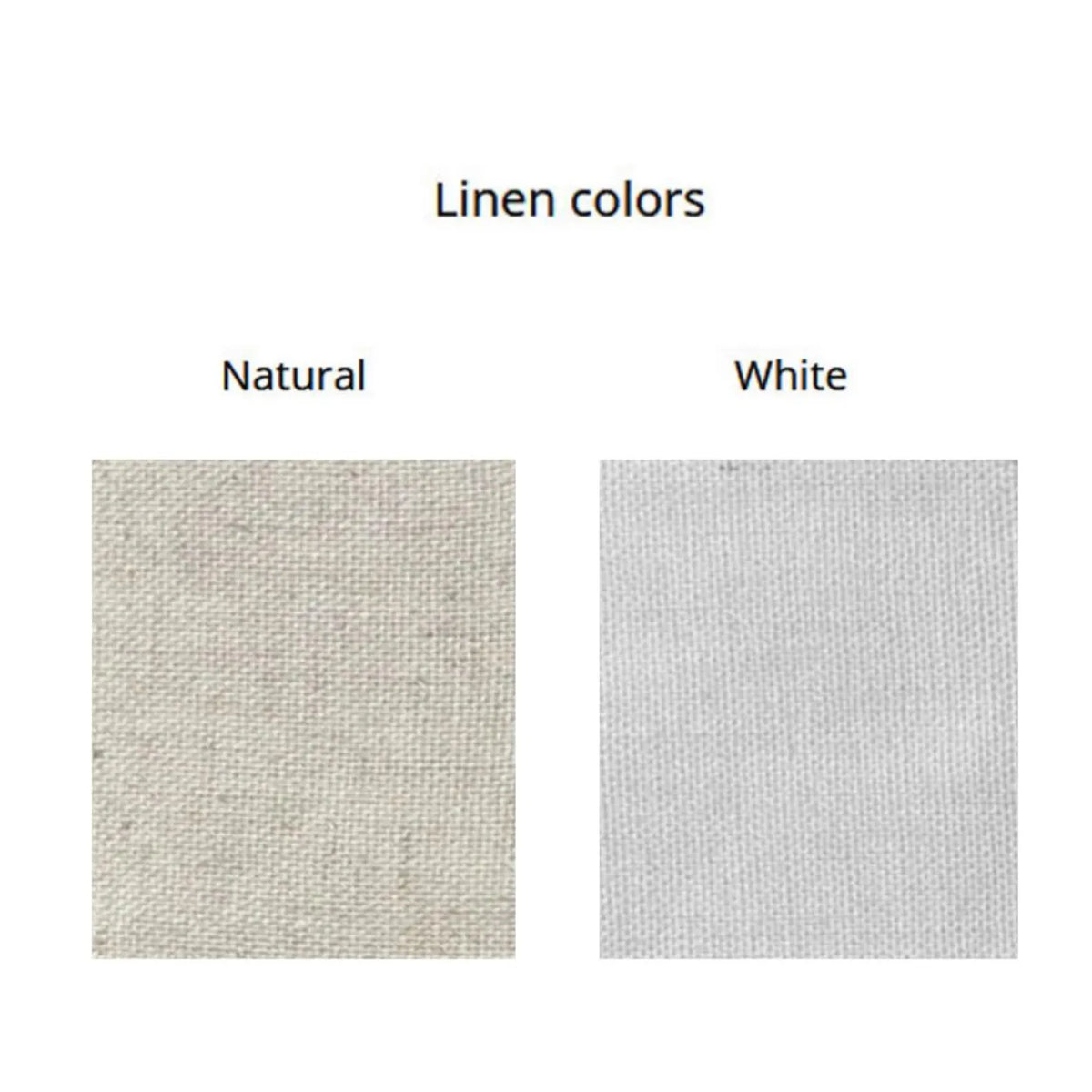 Two linen swatches side by side, natural and white