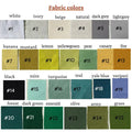 Linen colour chart with twenty-five fabric swatches and their code numbers
