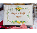 Sunflower Vine Wedding Guest Book by The Thread Nest, hand-embroidered linen cover, photo 1