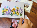 Sunflower & Butterfly Guest Book by The Thread Nest, hand-embroidered linen cover, photo 3