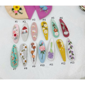 Handmade Daisy Embroidered Hair Clip • Wholesale Available