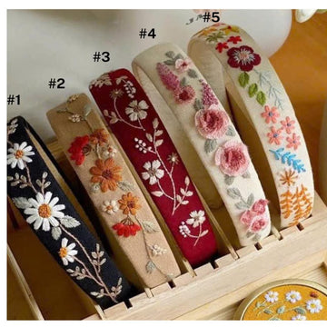 Hand Embroidered Headband, Flower Headband • Wholesale Available