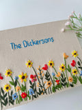 Family Name Guest Book, Navy or Beige by The Thread Nest, hand-embroidered linen cover, photo 5