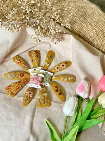 Handmade Daisy Embroidered Hair Clip • Wholesale Available