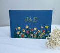 Family Name Guest Book, Navy or Beige by The Thread Nest, hand-embroidered linen cover, photo 4