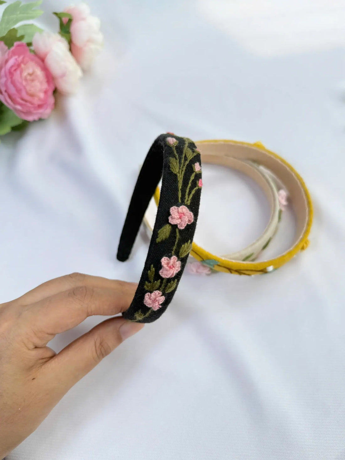 Hand Embroidered Headband, Floral Embroidery • Wholesale Available