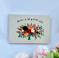 Bold Bouquet Guest Book by The Thread Nest, hand-embroidered linen cover, photo 2