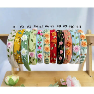Hand Embroidered Headband, Floral Embroidery • Wholesale Available