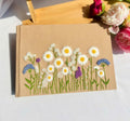 Daisy Meadow Guest Book by The Thread Nest, hand-embroidered linen cover, photo 2