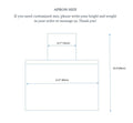 Apron size diagram, 31.5 inches wide, 35.4 inches long, bib 13.7 inches across