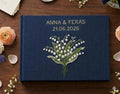 Floral Wreath Guest Book, Names & Date by The Thread Nest, hand-embroidered linen cover, photo 4