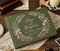 Floral Wreath Guest Book, Names & Date by The Thread Nest, hand-embroidered linen cover, photo 12