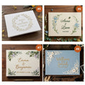 Floral Wreath Guest Book, Names & Date by The Thread Nest, hand-embroidered linen cover, photo 14
