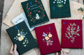 Vintage Linen Journal, Dark Green or Burgundy by The Thread Nest, hand-embroidered linen cover, photo 2