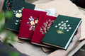 Vintage Linen Journal, Dark Green or Burgundy by The Thread Nest, hand-embroidered linen cover, photo 4