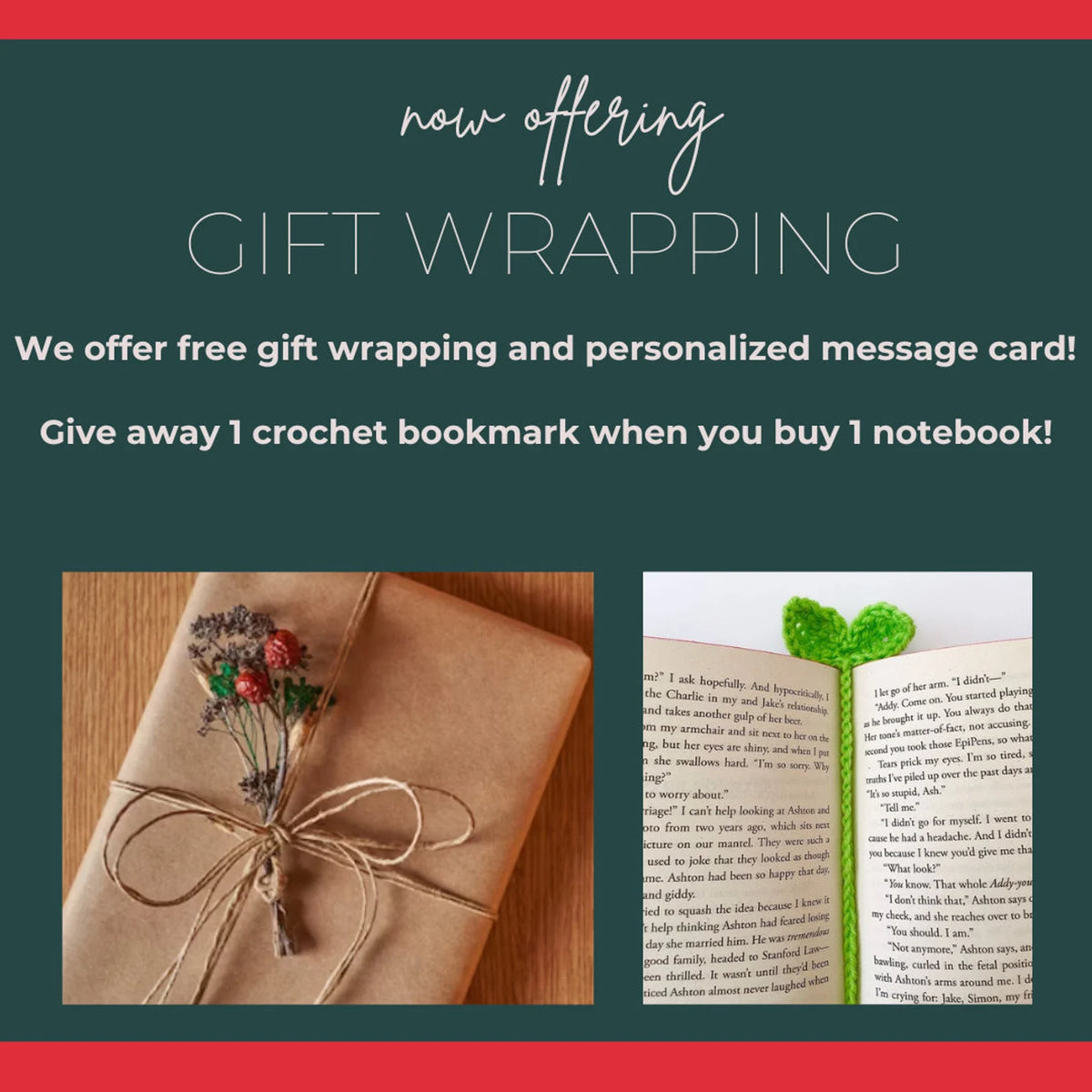 Gift wrapping: brown paper tied with twine and dried flowers