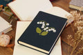 Lily of the Valley Embroidered Journal by The Thread Nest, hand-embroidered linen cover, photo 7