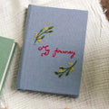 Your Words Embroidered Journal, Green or Blue Linen by The Thread Nest, hand-embroidered linen cover, photo 5